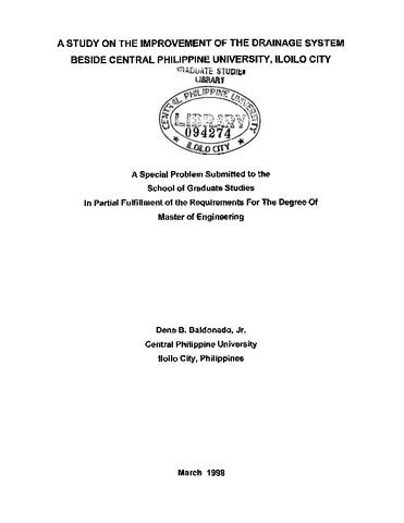 drainage system in the philippines|A study on the improvement of the drainage system beside .